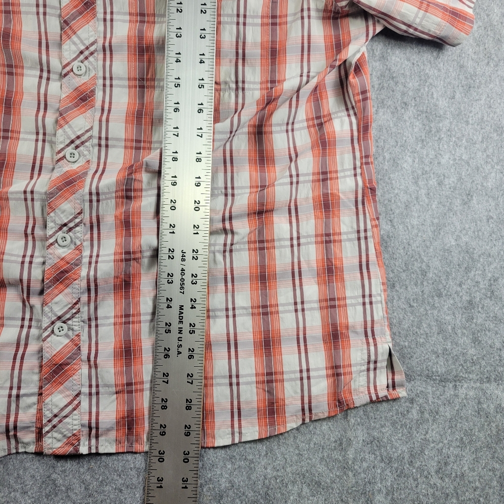 Eddie Bauer Orange Plaid Travex Nylon Mesh Shirt Hiking Fishing Shirt Mens XL - Picture 10 of 10
